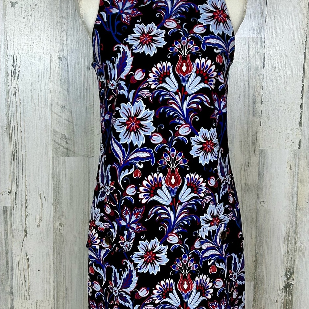 INC International Concepts Blue Sheath Midi Dress Sleeveless Halter